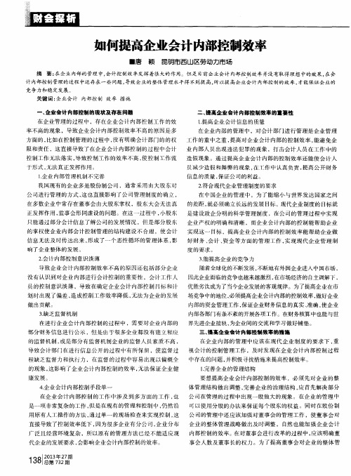 如何提高企业会计内部控制效率