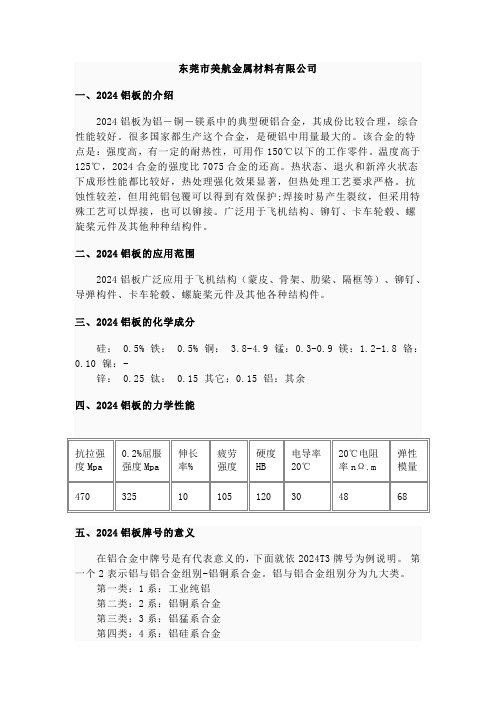 2024铝板的性能介绍