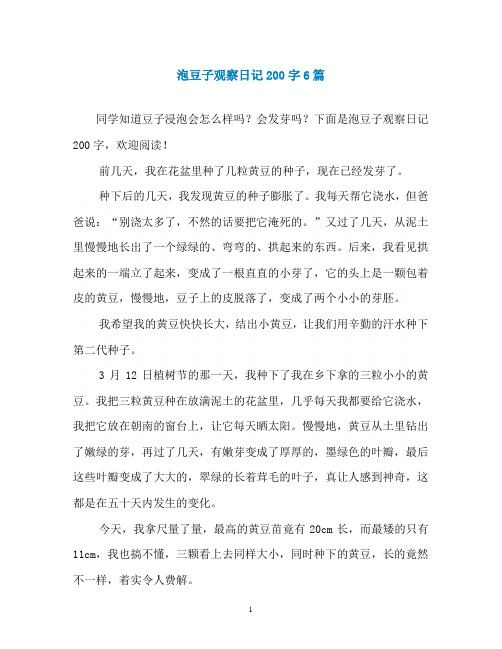 泡豆子观察日记200字6篇