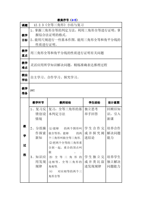 (4-5)全等三角形小结与复习