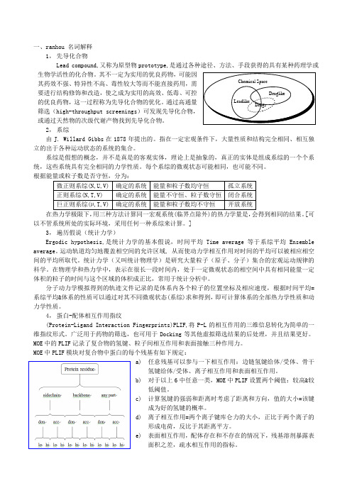 计算机辅助药物设计 期末考题及答案