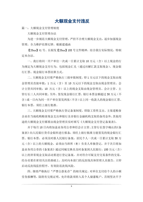 大额现金支付违反