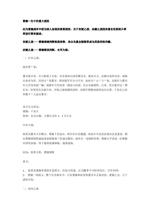 曹操一生中的重大战役