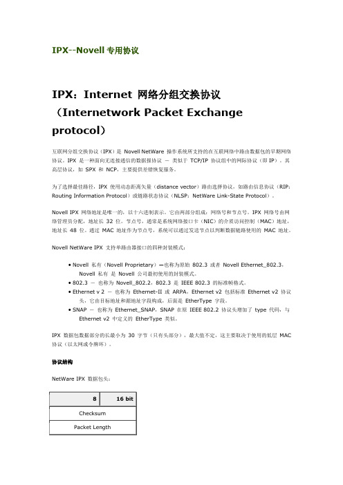 IPX--Novell专用协议