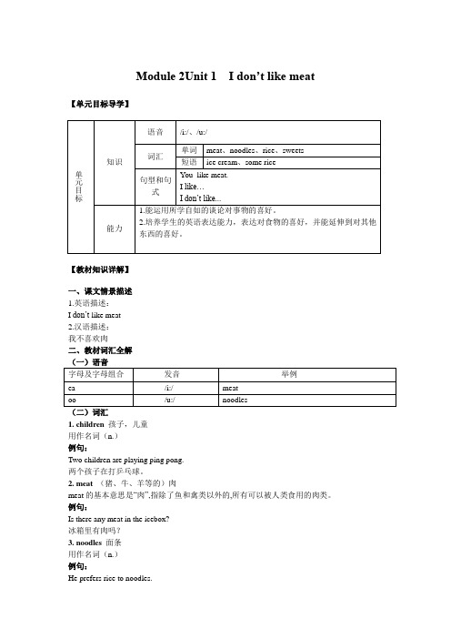 小学英语精讲精析 I don’t like meat