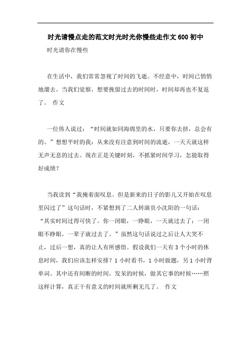 时光请慢点走的范文时光时光你慢些走作文600初中