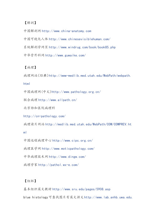 常用中国基础医学网址大全