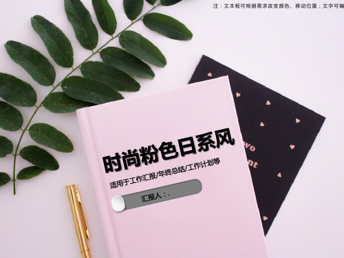 时尚粉色日系风工作汇报ppt模板