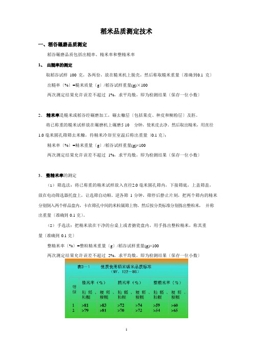 稻米品质测定技术