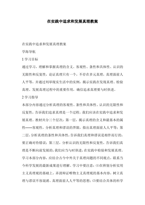 在实践中追求和发展真理教案