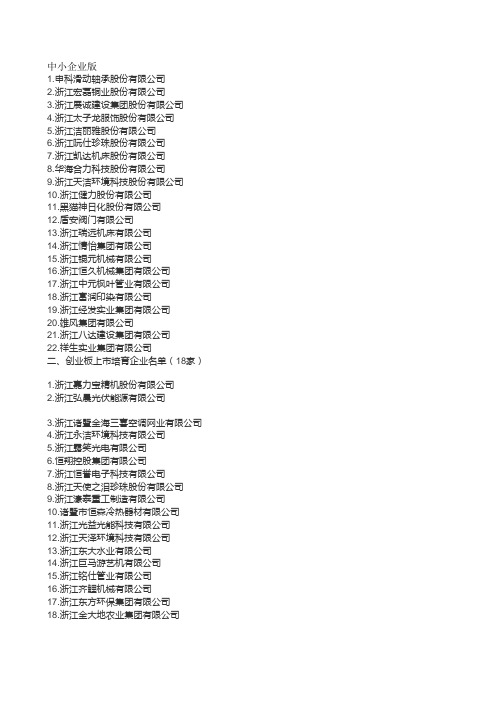 诸暨上市后备企业名单