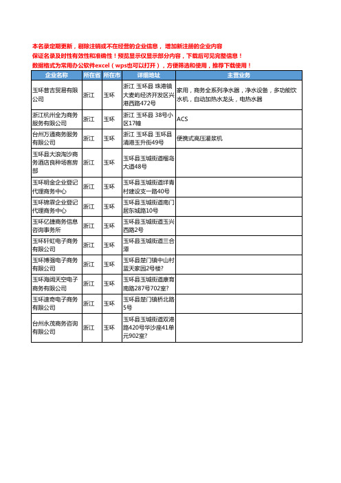 新版浙江省玉环商务工商企业公司商家名录名单联系方式大全12家