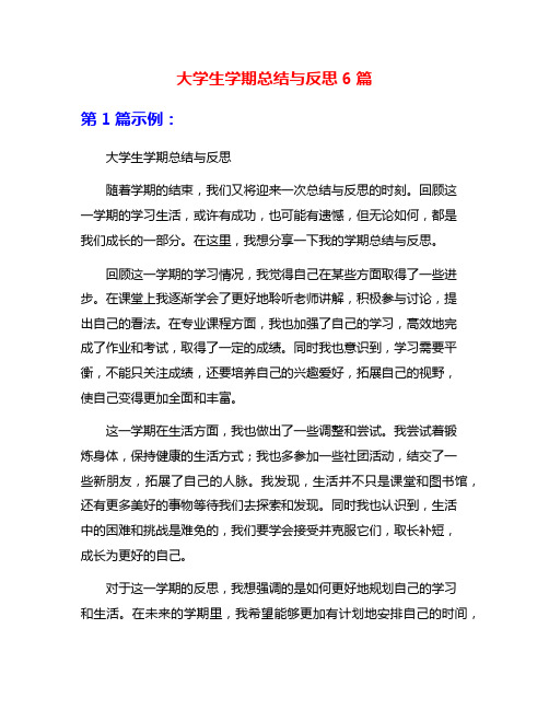 大学生学期总结与反思6篇