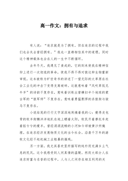 高一作文：拥有与追求