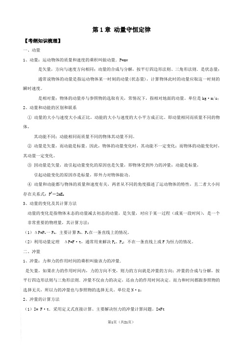 2012版物理一轮精品复习学案：第3-5.1一章 动量守恒定律(选修3-5)