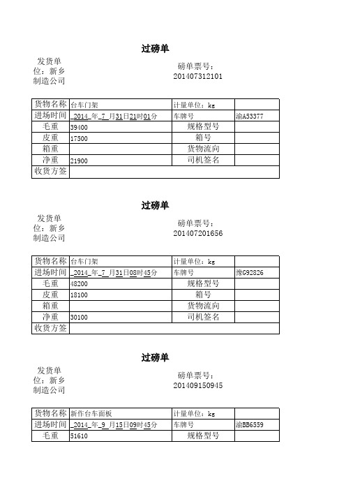 过磅单