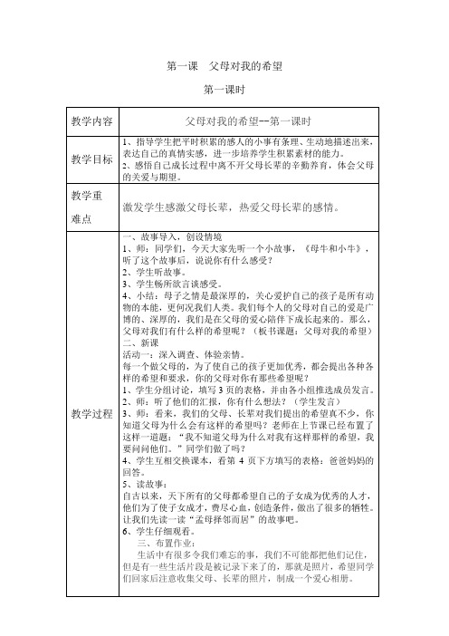 第一课  父母对我的希望