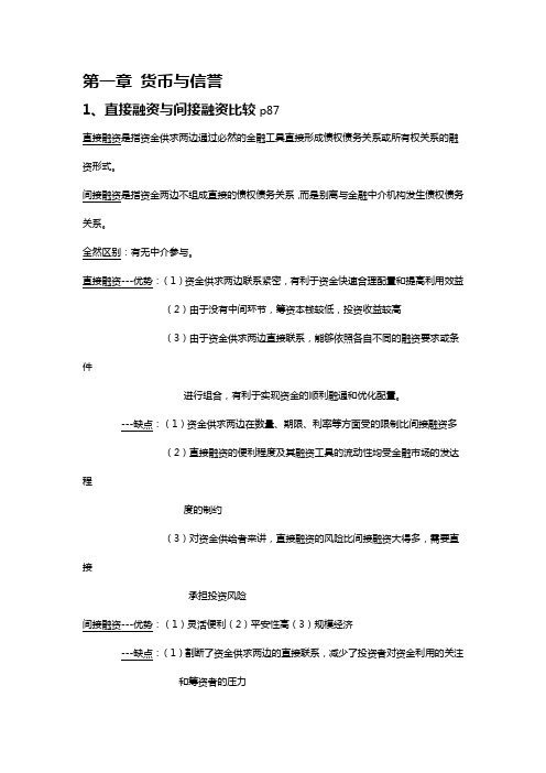 金融学(货币金融学)大学期末考试简答题知识点汇总