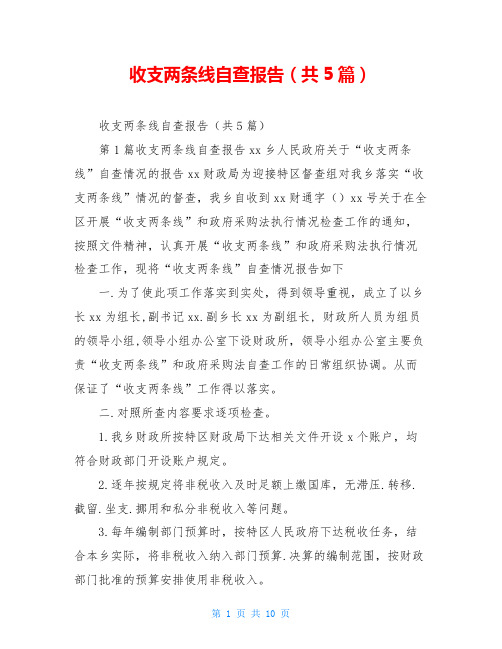 收支两条线自查报告(共5篇)