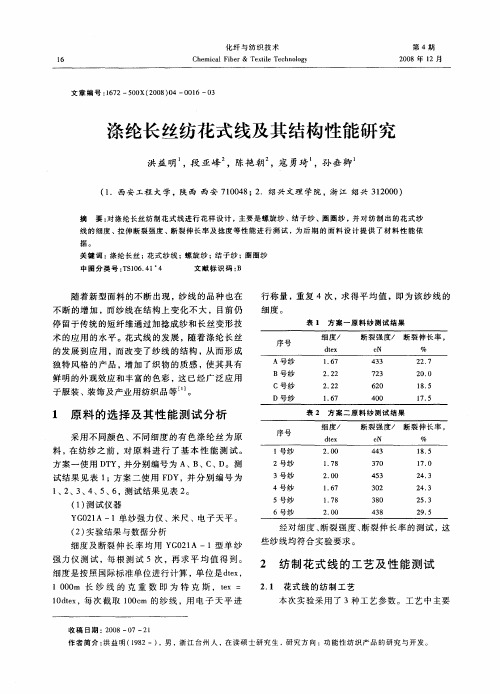 涤纶长丝纺花式线及其结构性能研究