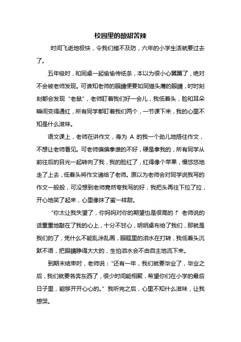 六年级作文：校园里的酸甜苦辣作文500字