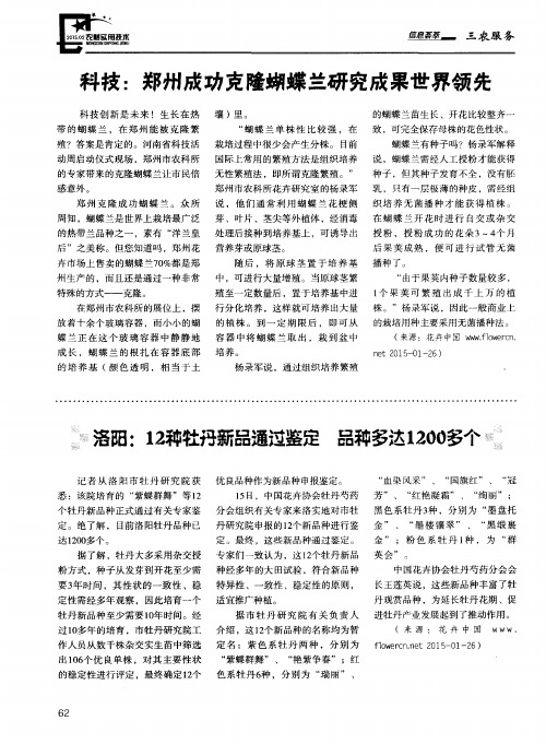 科技：郑州成功克隆蝴蝶兰研究成果世界领先