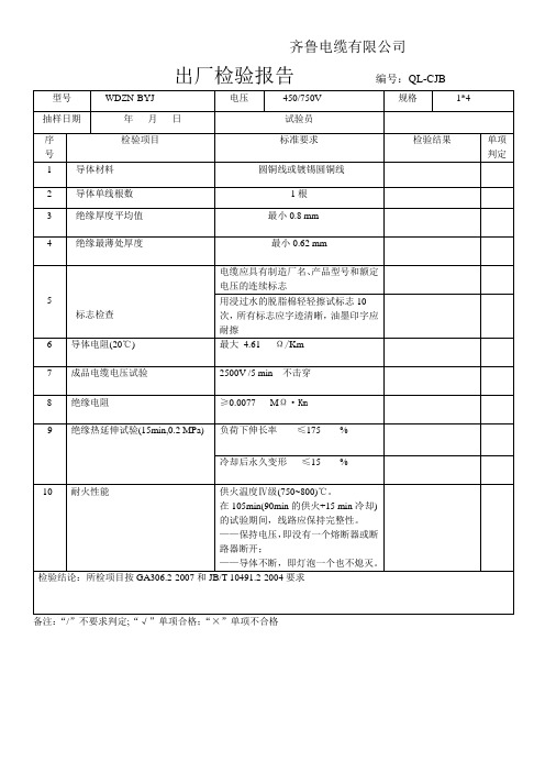 WDZN-BYJ出厂检验项目