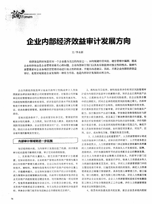 企业内部经济效益审计发展方向