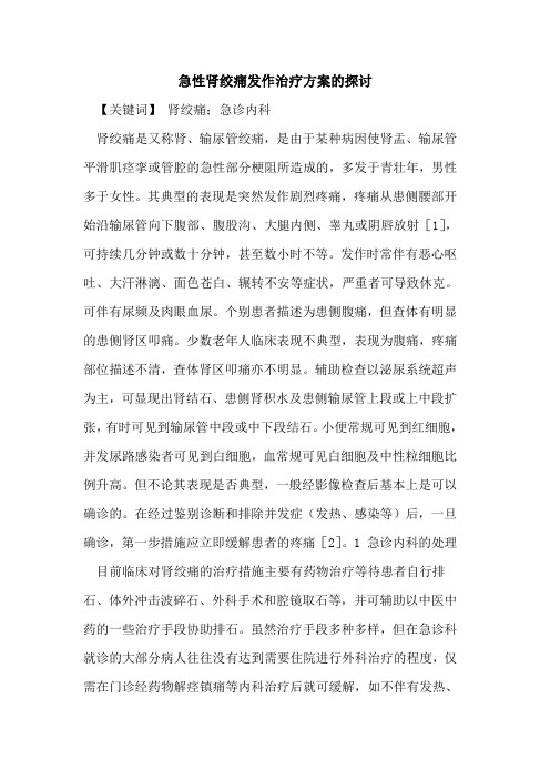急性肾绞痛发作治疗方案论文