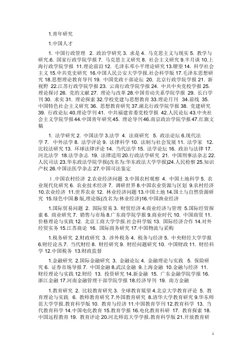 2011北大核心期刊