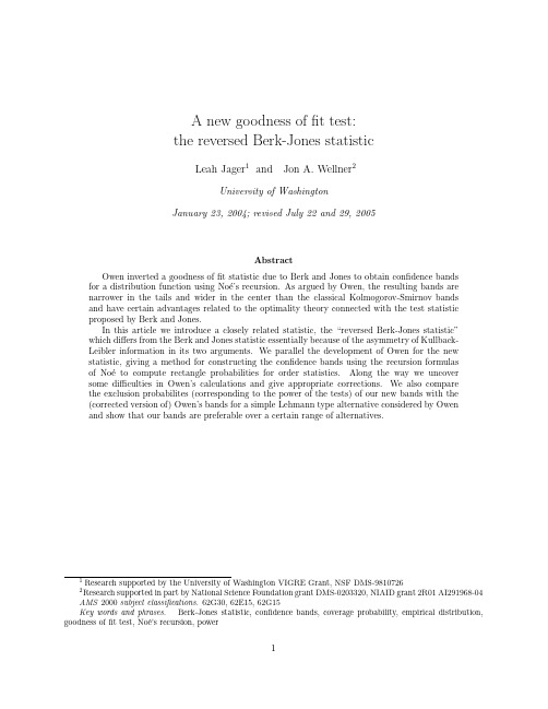 A new goodness of fit test the reversed Berk-Jones statistic