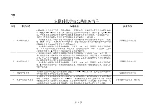 安徽科技学院公共服务清单