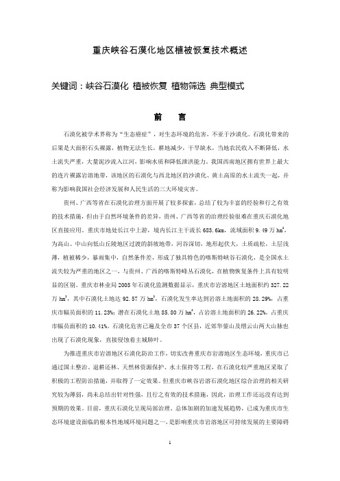 峡谷石漠化地区植被恢复技术概述分析
