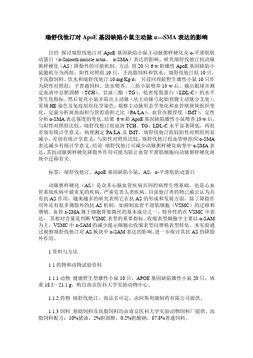 瑞舒伐他汀对ApoE基因缺陷小鼠主动脉α—SMA表达的影响
