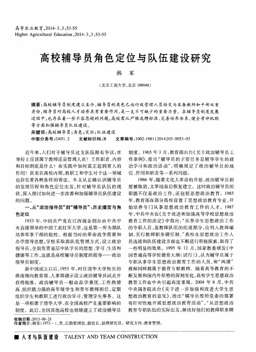 高校辅导员角色定位与队伍建设研究