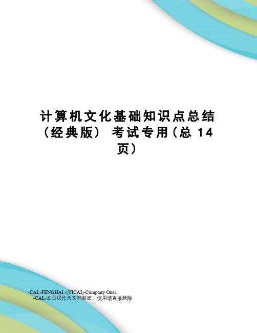 计算机文化基础知识点总结考试专用