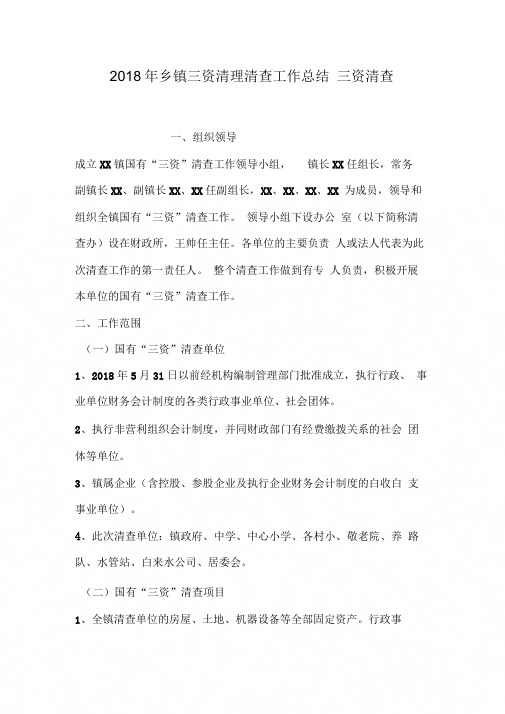 2018年乡镇三资清理清查工作总结_三资清查
