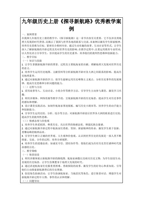 九年级历史上册《探寻新航路》优秀教学案例