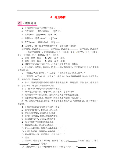九年级语文下册 第二单元 6 再别康桥练习 (新版)语文版