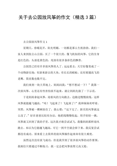 关于去公园放风筝的作文(精选3篇)