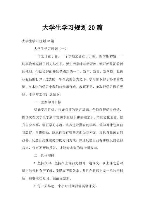 大学生学习规划20篇