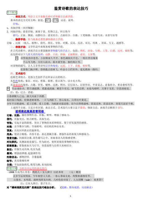 鉴赏诗歌的表达技巧