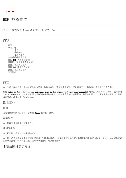 BGP 故障排除