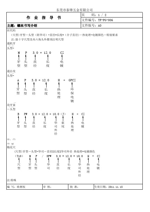 TF-PG-006  螺丝书写介绍