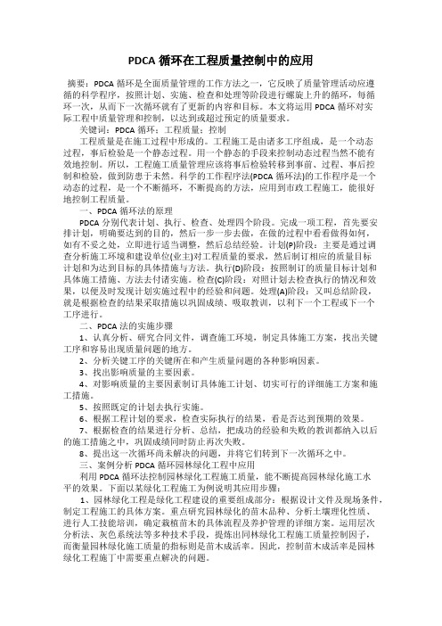 PDCA循环在工程质量控制中的应用