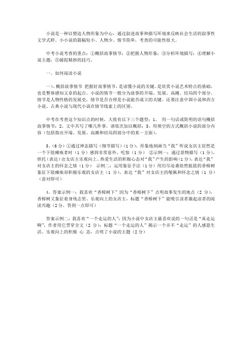 中考语文小说阅读题的解题和答题诀窍