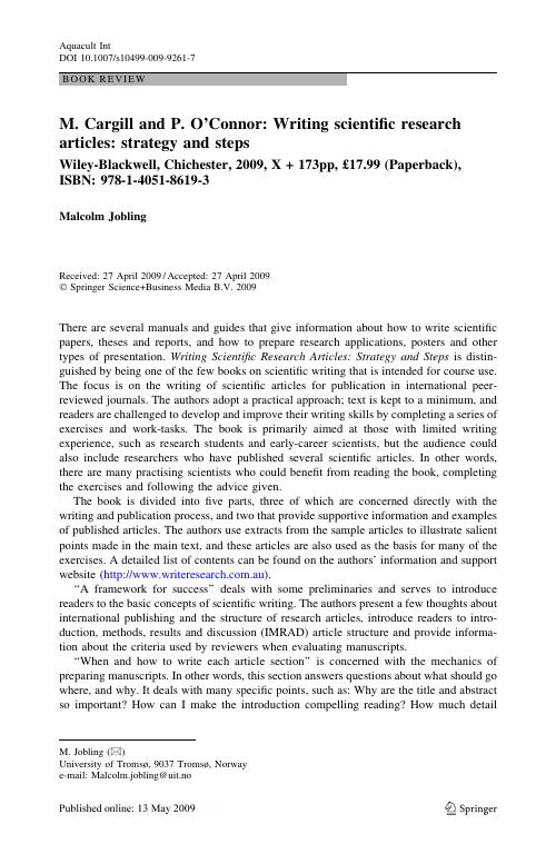 writing scientific research articles--strategy and steps