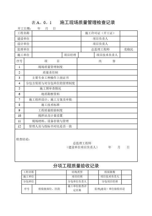 A.0.1施工现场质量管理检查记录