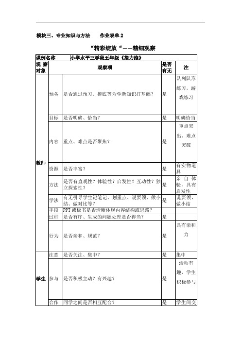 观察记录表单