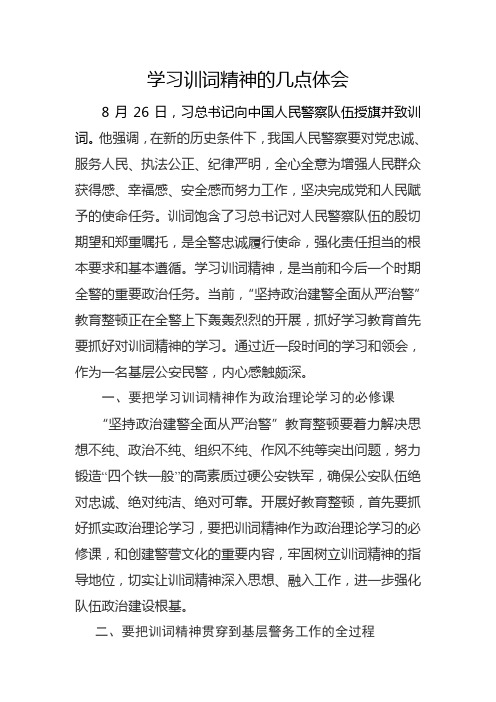 学习训词精神心得体会